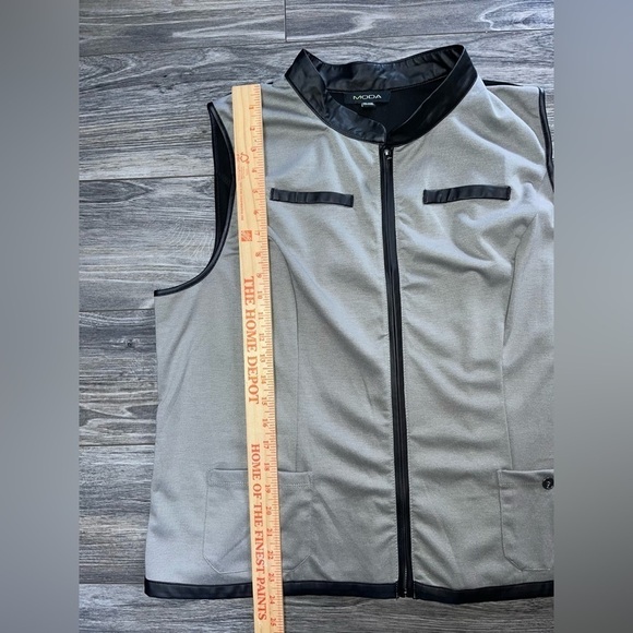 Moda women’s light gray vegan inspired leather sleeveless vest jacket XXL - Picture 4 of 6